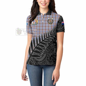 Boswell Crest Tartan Women's Polo Shirt with New Zealand Silver Fern Half Style