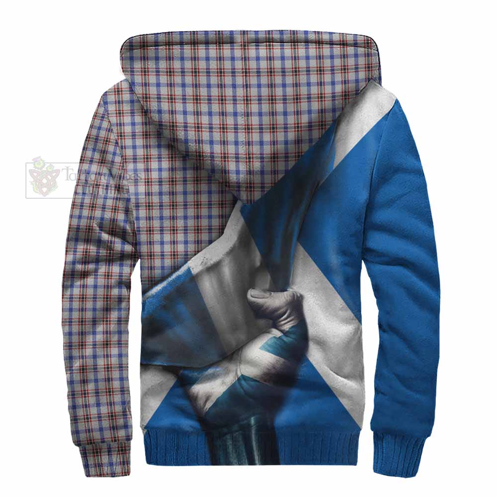 Tartan Vibes Clothing Boswell Tartan Sherpa Hoodie with Family Crest Scotland Patriotic Style