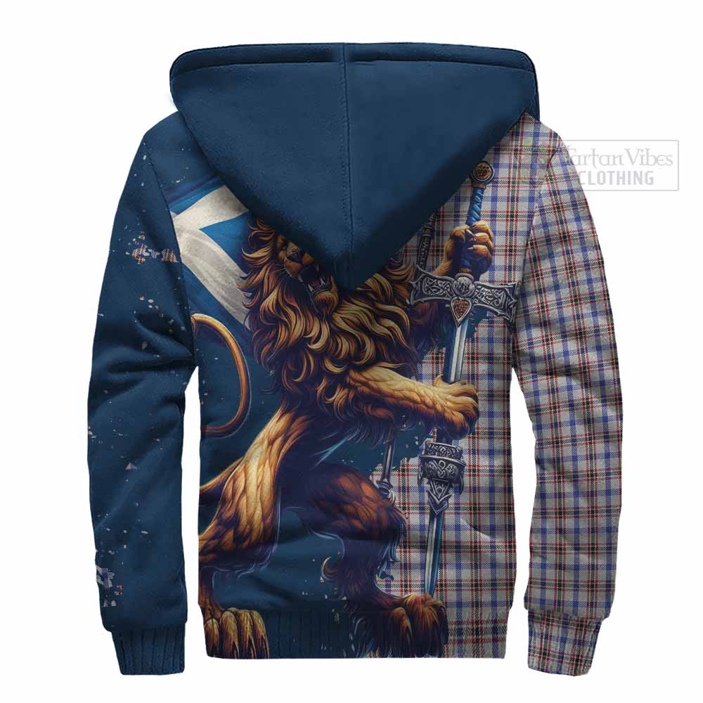 Tartan Vibes Clothing Boswell Tartan Family Crest Sherpa Hoodie with Scottish Majestic Lion