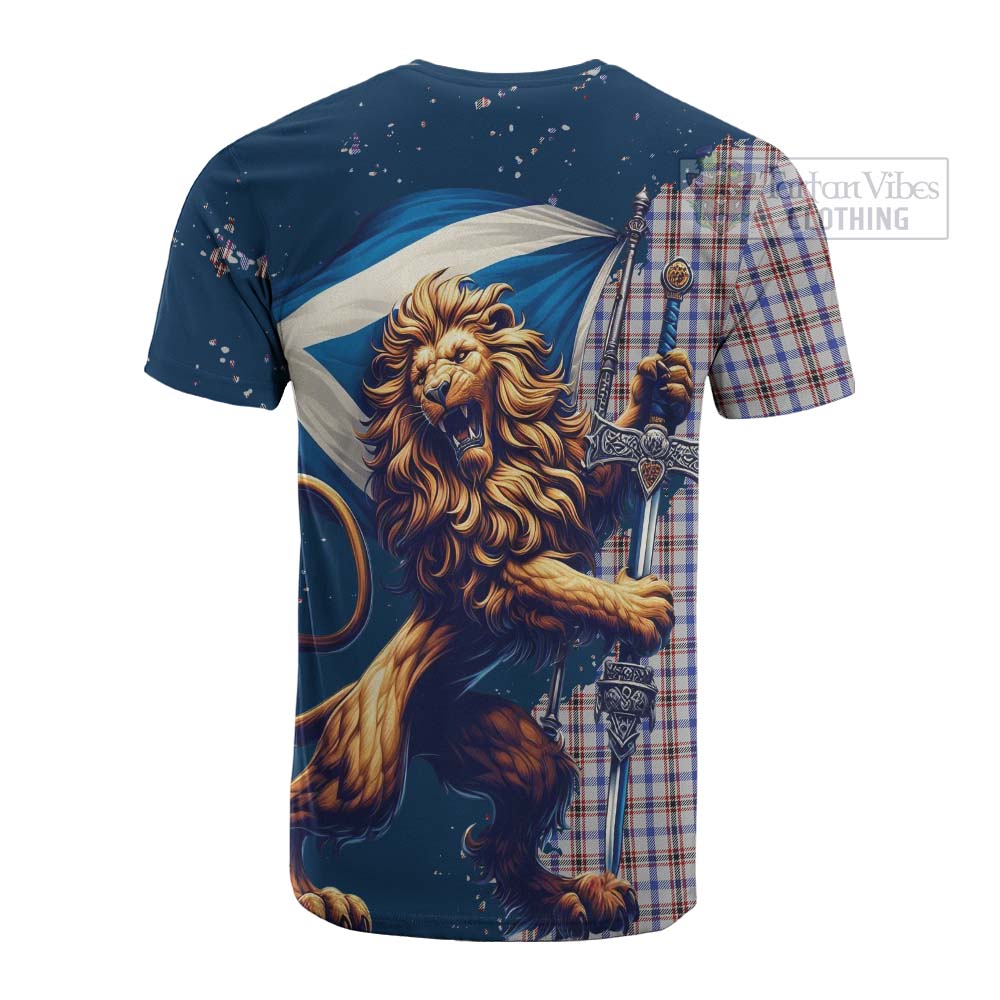 Tartan Vibes Clothing Boswell Tartan Family Crest Cotton T-shirt with Scottish Majestic Lion