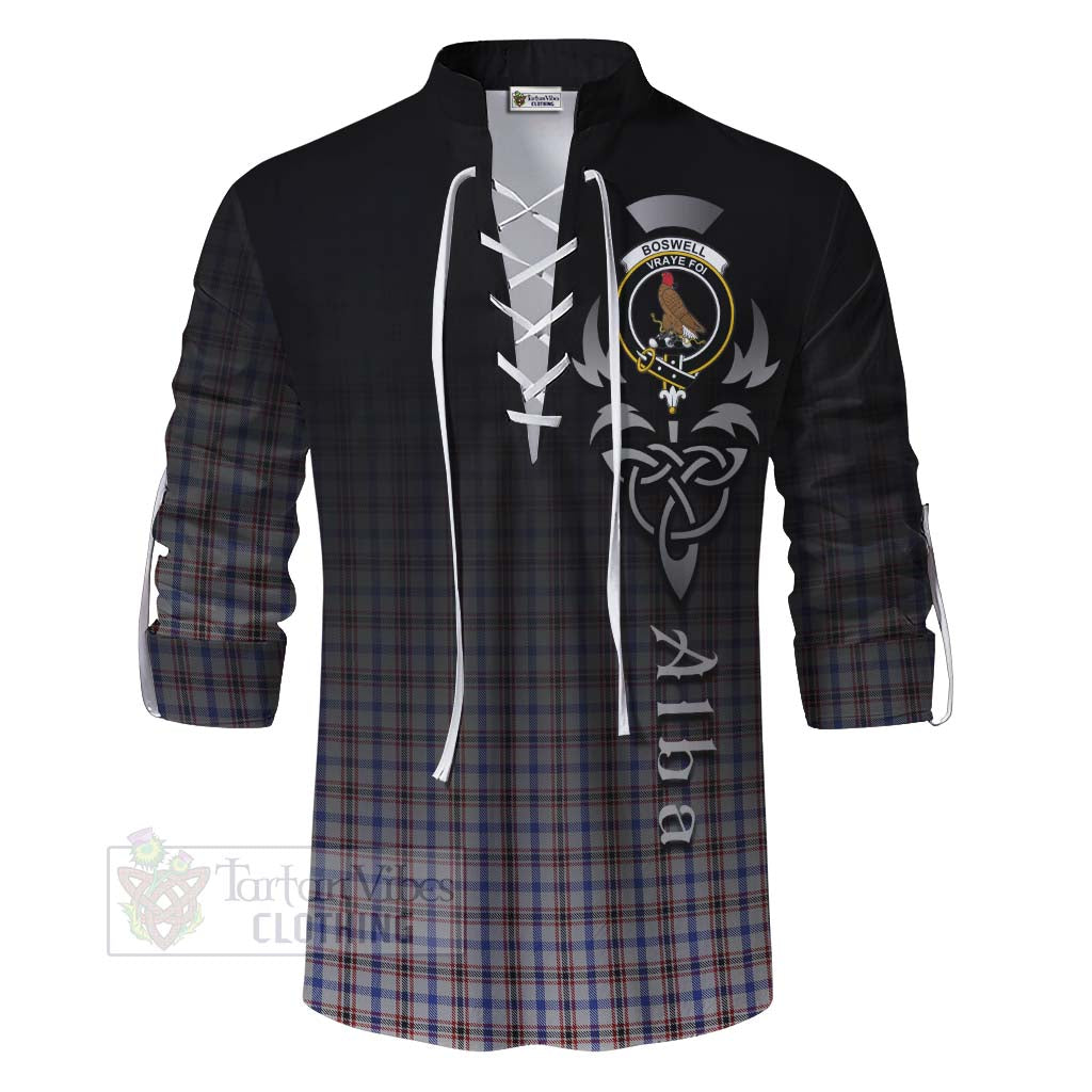 Tartan Vibes Clothing Boswell Tartan Ghillie Kilt Shirt Featuring Alba Gu Brath Family Crest Celtic Inspired