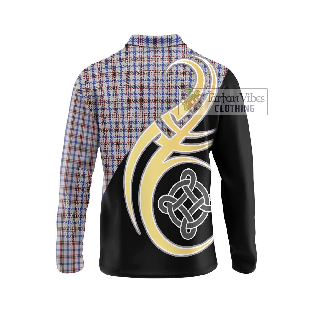 Boswell Tartan Long Sleeve Polo Shirt with Family Crest and Celtic Symbol Style - Tartan Vibes Clothing