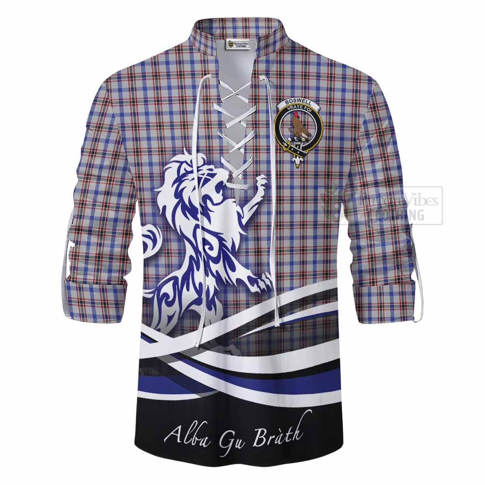 Tartan Vibes Clothing Boswell Tartan Ghillie Kilt Shirt with Alba Gu Brath Regal Lion Emblem