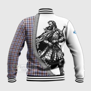 Boswell Tartan Clan Crest Baseball Jacket with Highlander Warrior Celtic Style