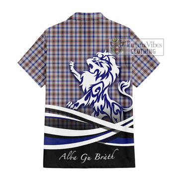 Boswell Tartan Short Sleeve Button Shirt with Alba Gu Brath Regal Lion Emblem