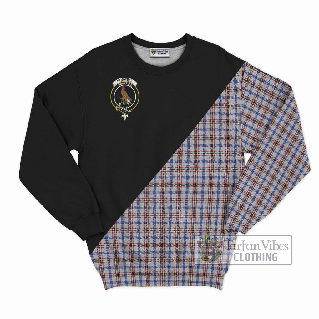 Boswell Tartan Sweatshirt with Family Crest and Military Logo Style - Tartanvibesclothing Shop