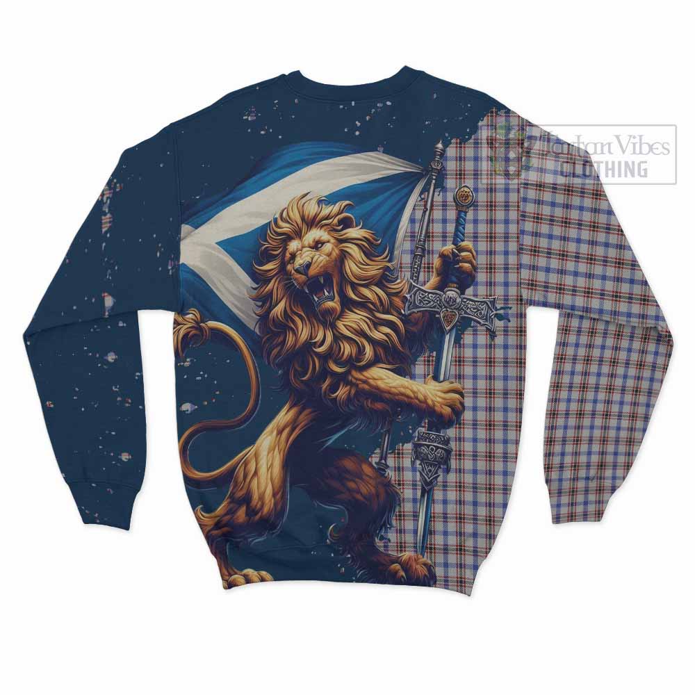 Tartan Vibes Clothing Boswell Tartan Family Crest Sweatshirt with Scottish Majestic Lion