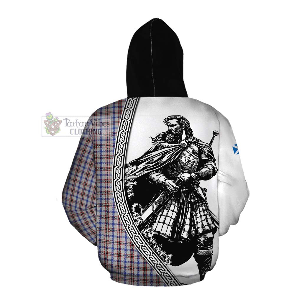 Tartan Vibes Clothing Boswell Tartan Clan Crest Cotton Hoodie with Highlander Warrior Celtic Style