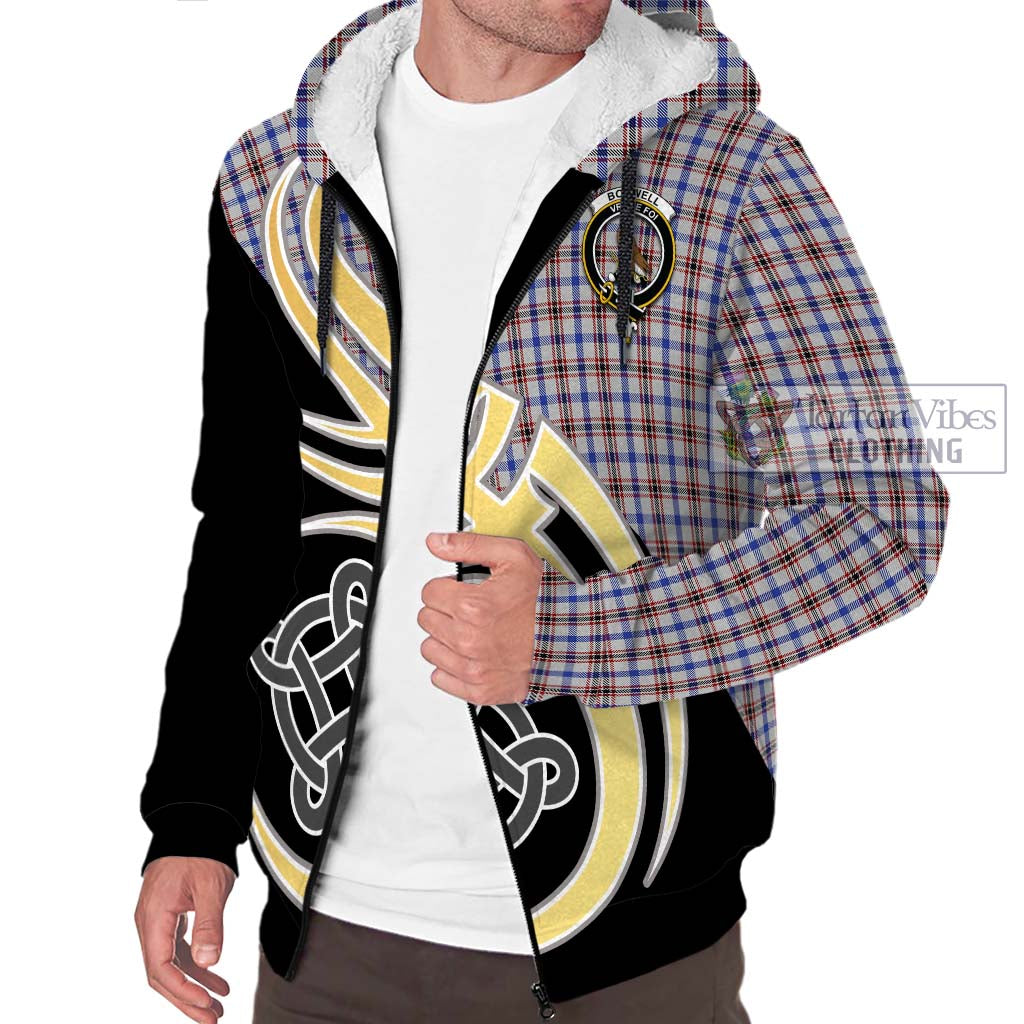 Boswell Tartan Sherpa Hoodie with Family Crest and Celtic Symbol Style - Tartan Vibes Clothing