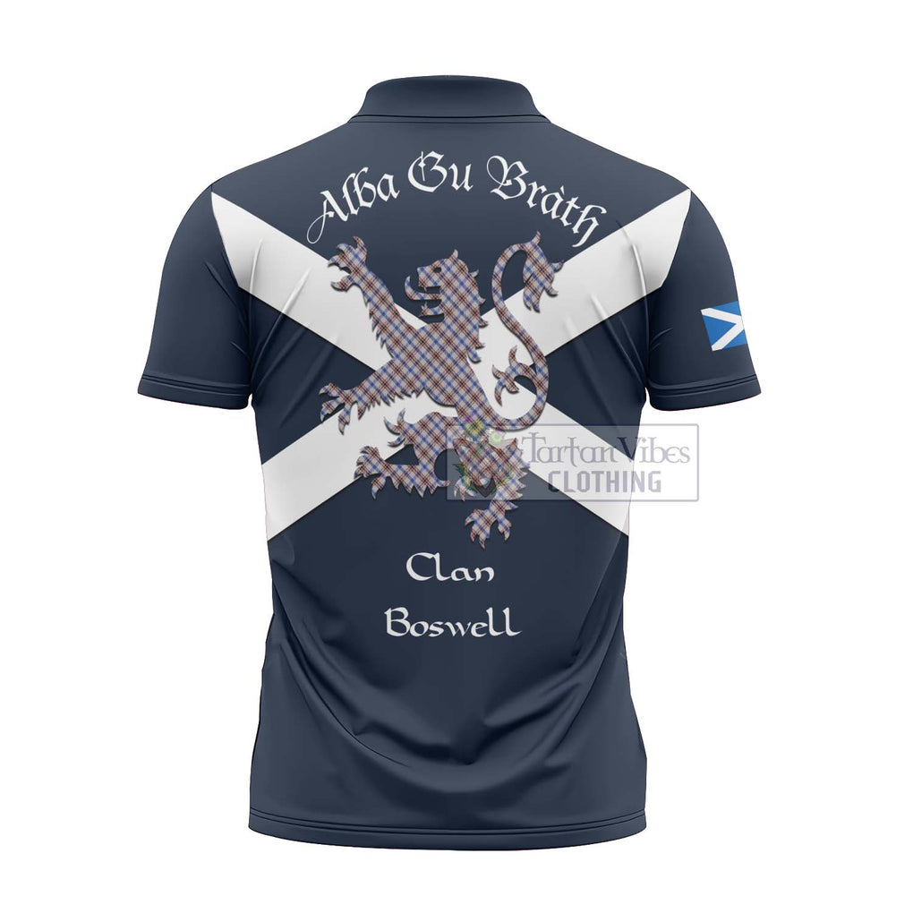 Tartan Vibes Clothing Boswell Tartan Lion Rampant Zipper Polo Shirt – Proudly Display Your Heritage with Alba Gu Brath and Clan Name