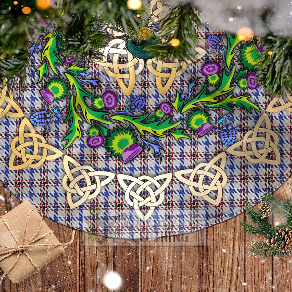 Tartan Vibes Clothing Boswell Tartan Christmas Tree Skirt with Thistle Celtic Knot Style