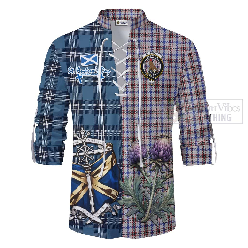 Tartan Vibes Clothing Boswell Tartan Ghillie Kilt Shirt Happy St. Andrew's Day Half Tartan Style