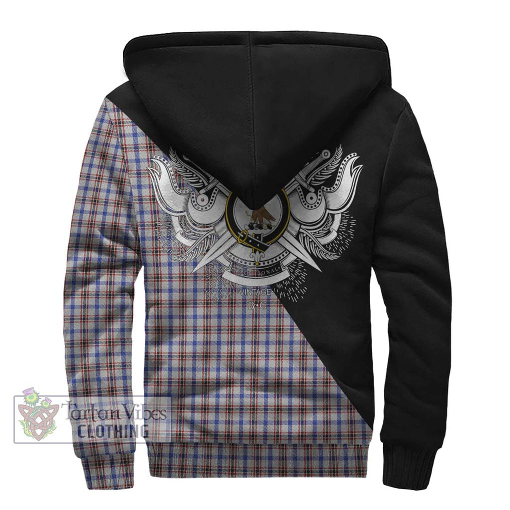 Boswell Tartan Sherpa Hoodie with Family Crest and Military Logo Style - Tartanvibesclothing Shop