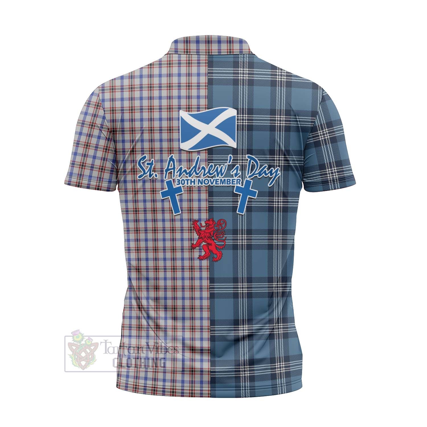 Tartan Vibes Clothing Boswell Tartan Zipper Polo Shirt Happy St. Andrew's Day Half Tartan Style