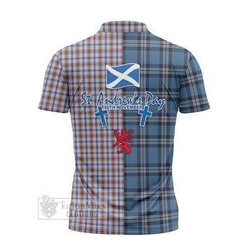 Boswell Tartan Zipper Polo Shirt Happy St. Andrew's Day Half Tartan Style