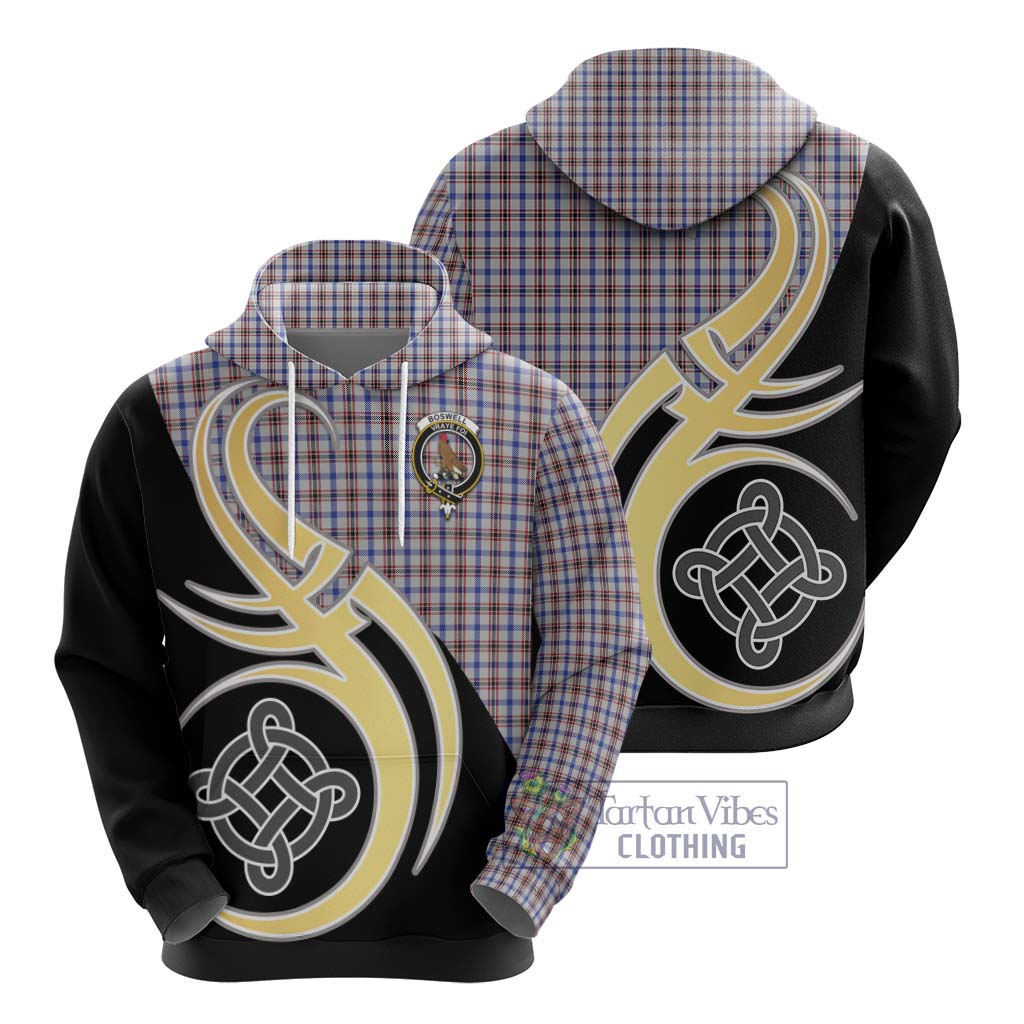 Boswell Tartan Hoodie with Family Crest and Celtic Symbol Style - Tartan Vibes Clothing