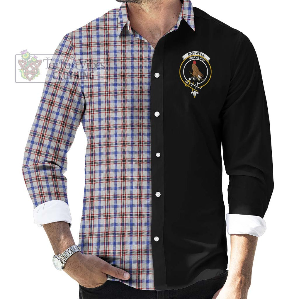 Boswell Tartan Long Sleeve Button Shirt with Family Crest and Half Of Me Style - Tartanvibesclothing Shop