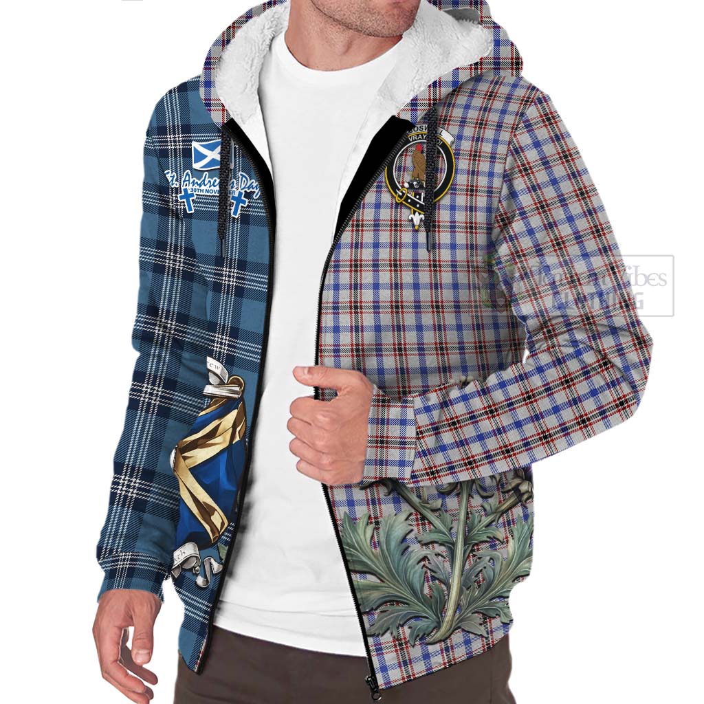 Tartan Vibes Clothing Boswell Tartan Sherpa Hoodie Happy St. Andrew's Day Half Tartan Style