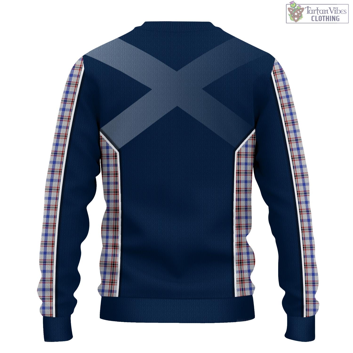 Tartan Vibes Clothing Boswell Tartan Knitted Sweatshirt with Family Crest and Scottish Thistle Vibes Sport Style