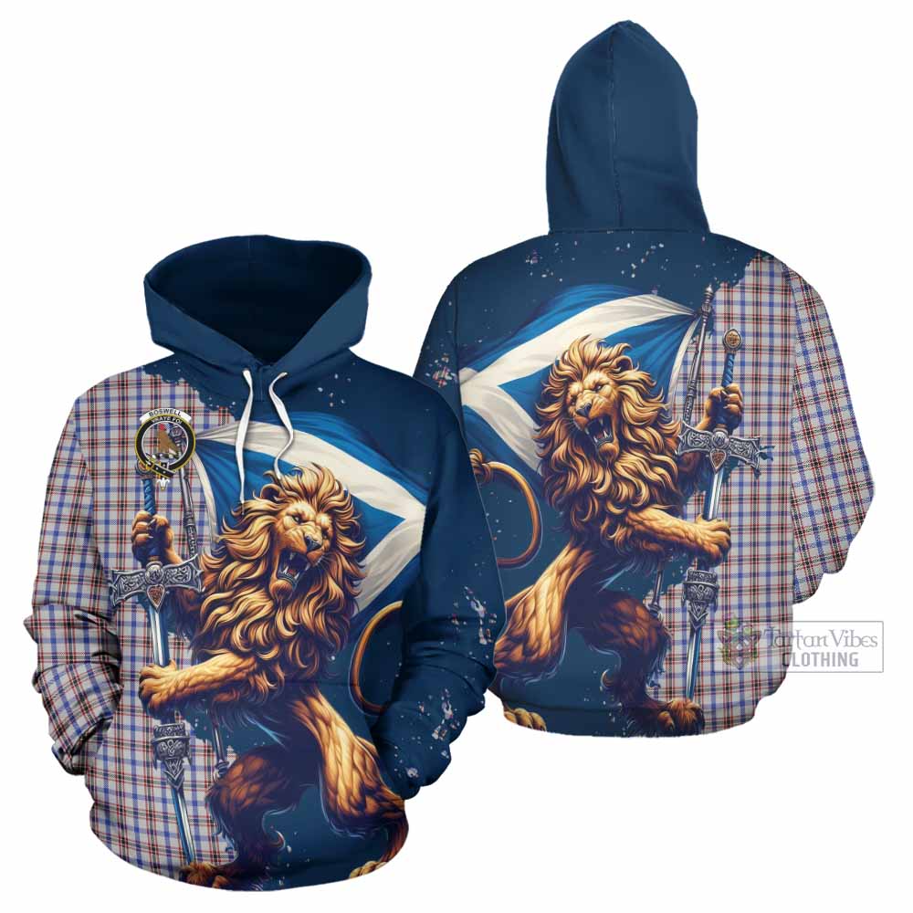 Boswell Tartan Family Crest Hoodie with Scottish Majestic Lion