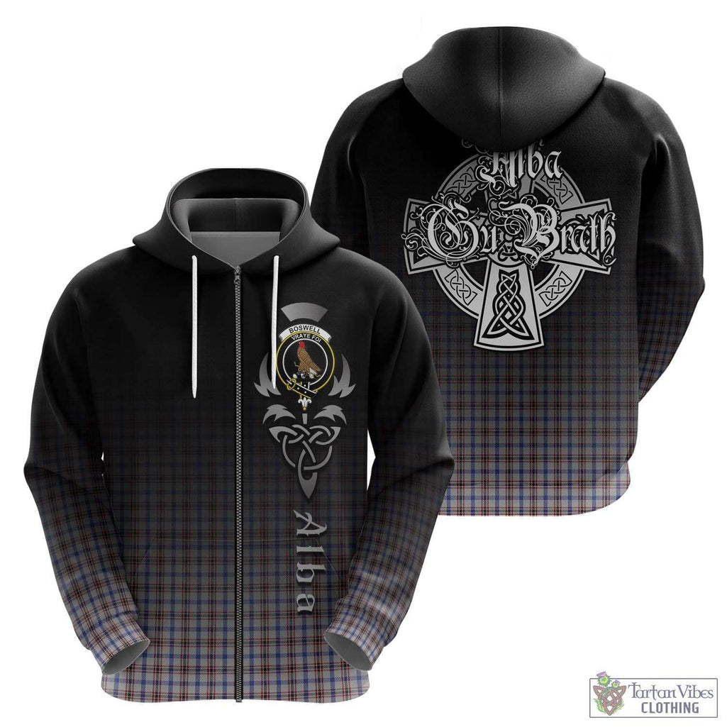 Tartan Vibes Clothing Boswell Tartan Hoodie Featuring Alba Gu Brath Family Crest Celtic Inspired