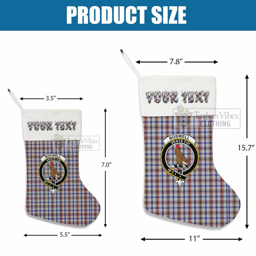 Tartan Vibes Clothing Boswell Tartan Family Crest Christmas Stocking with Personalized Text