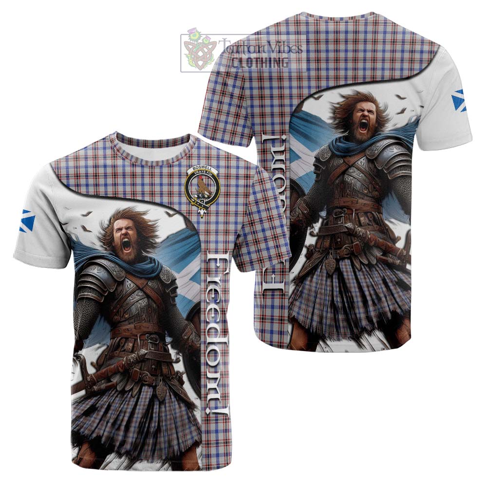 Tartan Vibes Clothing Boswell Crest Tartan Cotton T-shirt Inspired by the Freedom of Scottish Warrior