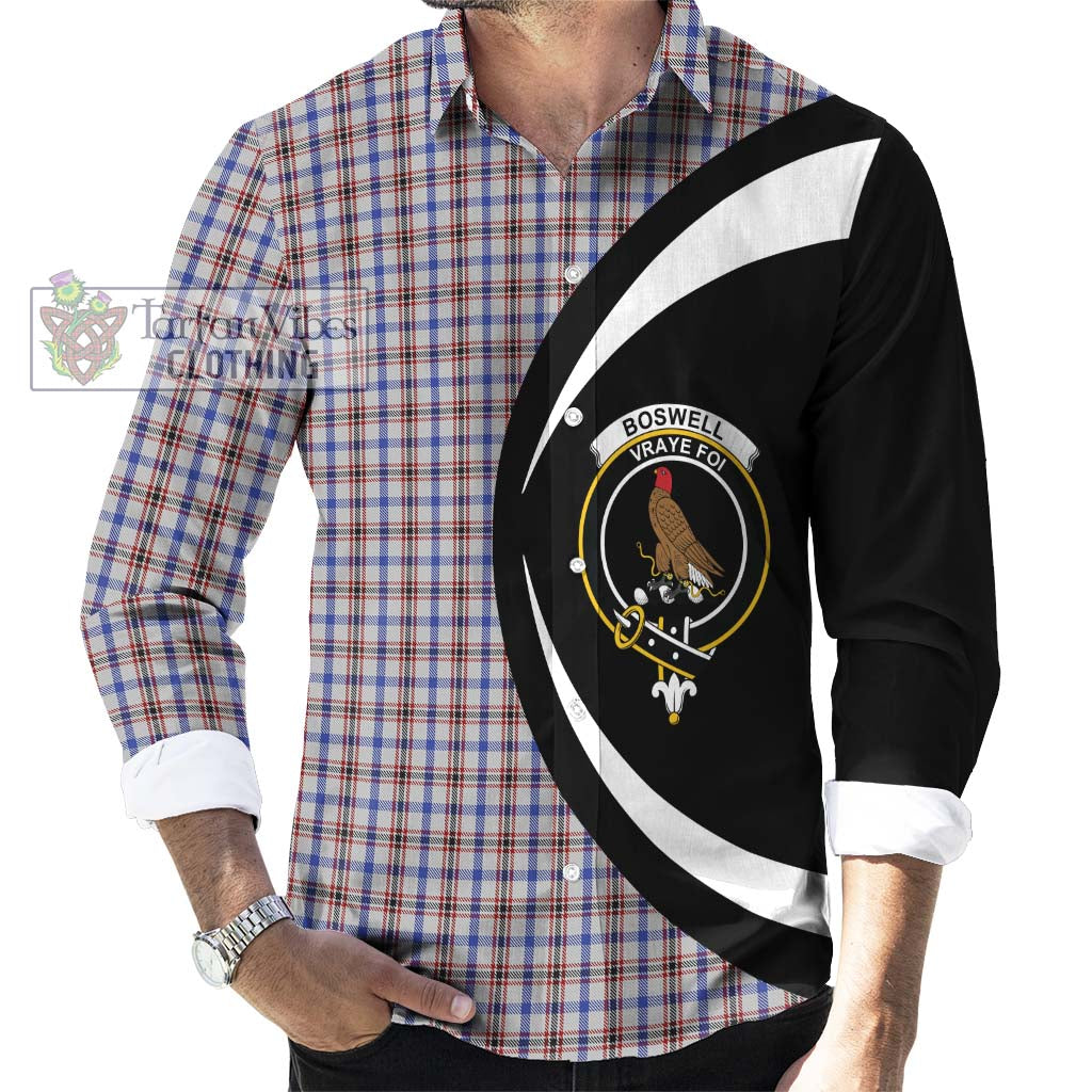 Boswell Tartan Long Sleeve Button Up with Family Crest Circle Style - Tartan Vibes Clothing