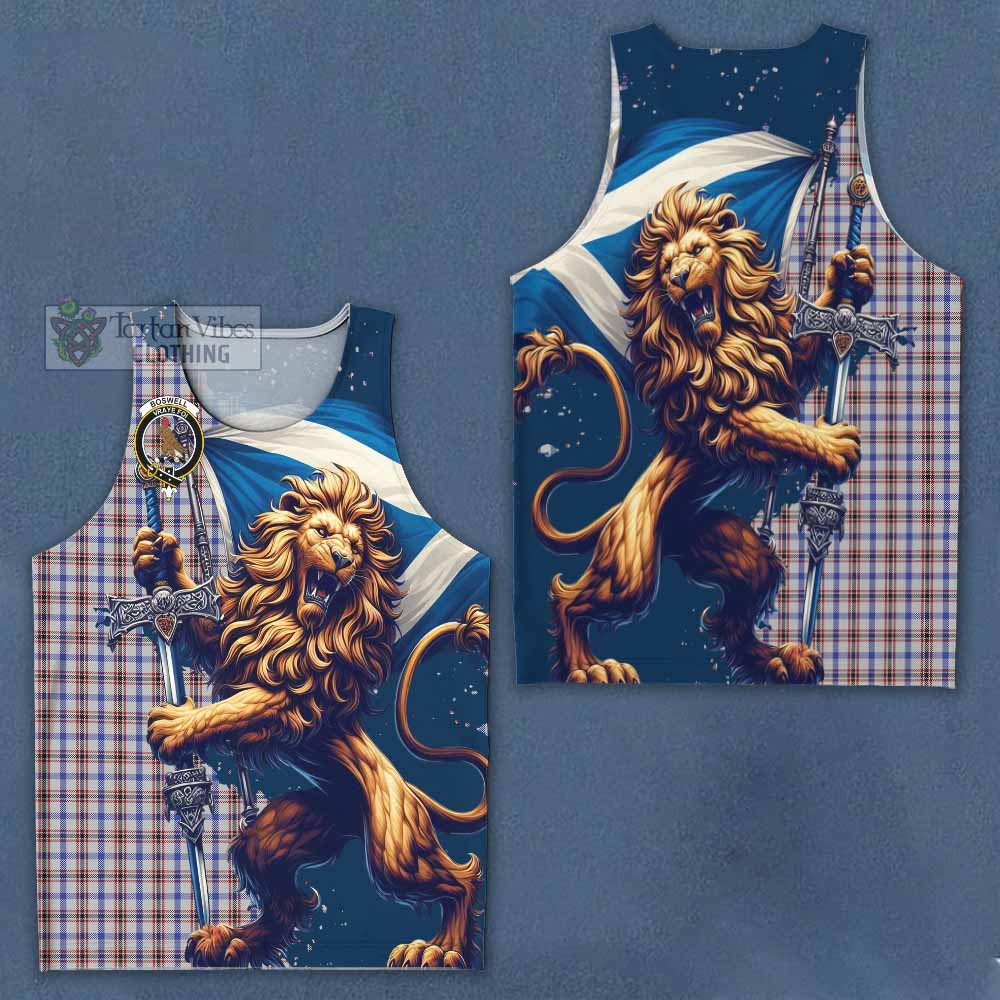 Tartan Vibes Clothing Boswell Tartan Family Crest Men's Tank Top with Scottish Majestic Lion