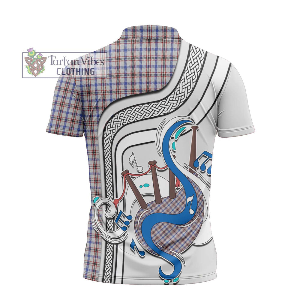 Boswell Tartan Zipper Polo Shirt with Epic Bagpipe Style - Tartanvibesclothing Shop