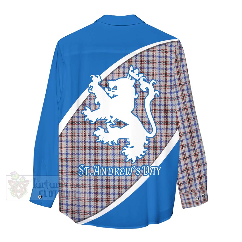 Tartan Vibes Clothing Boswell Family Crest Tartan Women's Casual Shirt Celebrate Saint Andrew's Day in Style