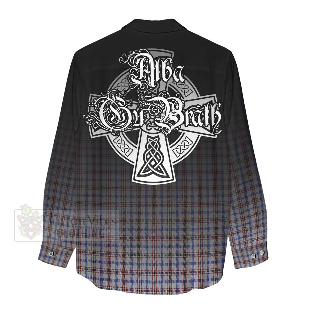 Tartan Vibes Clothing Boswell Tartan Women's Casual Shirt Featuring Alba Gu Brath Family Crest Celtic Inspired