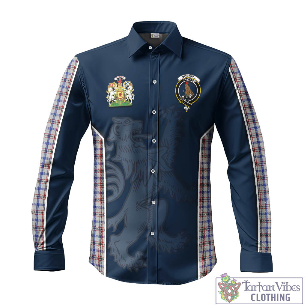 Tartan Vibes Clothing Boswell Tartan Long Sleeve Button Up Shirt with Family Crest and Lion Rampant Vibes Sport Style