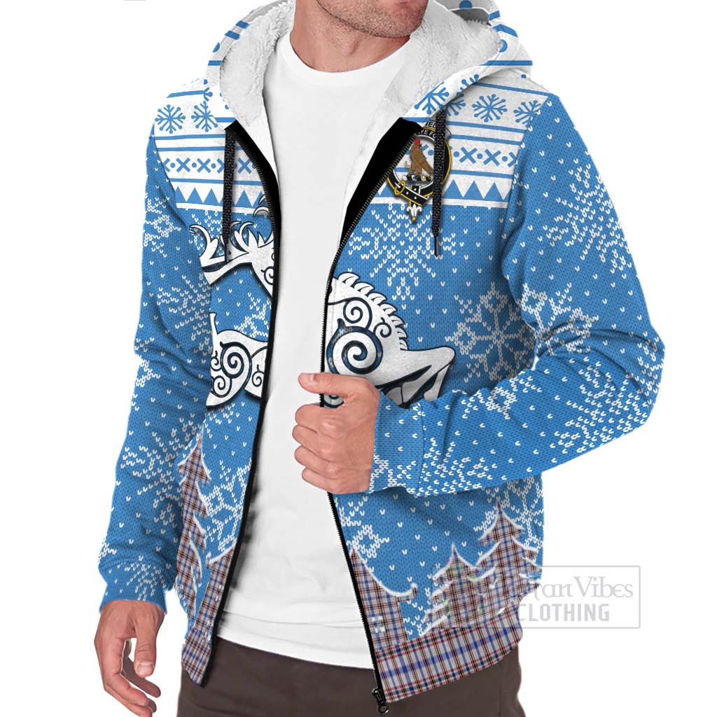 Tartan Vibes Clothing Boswell Clan Christmas Sherpa Hoodie Celtic Reindeer Style