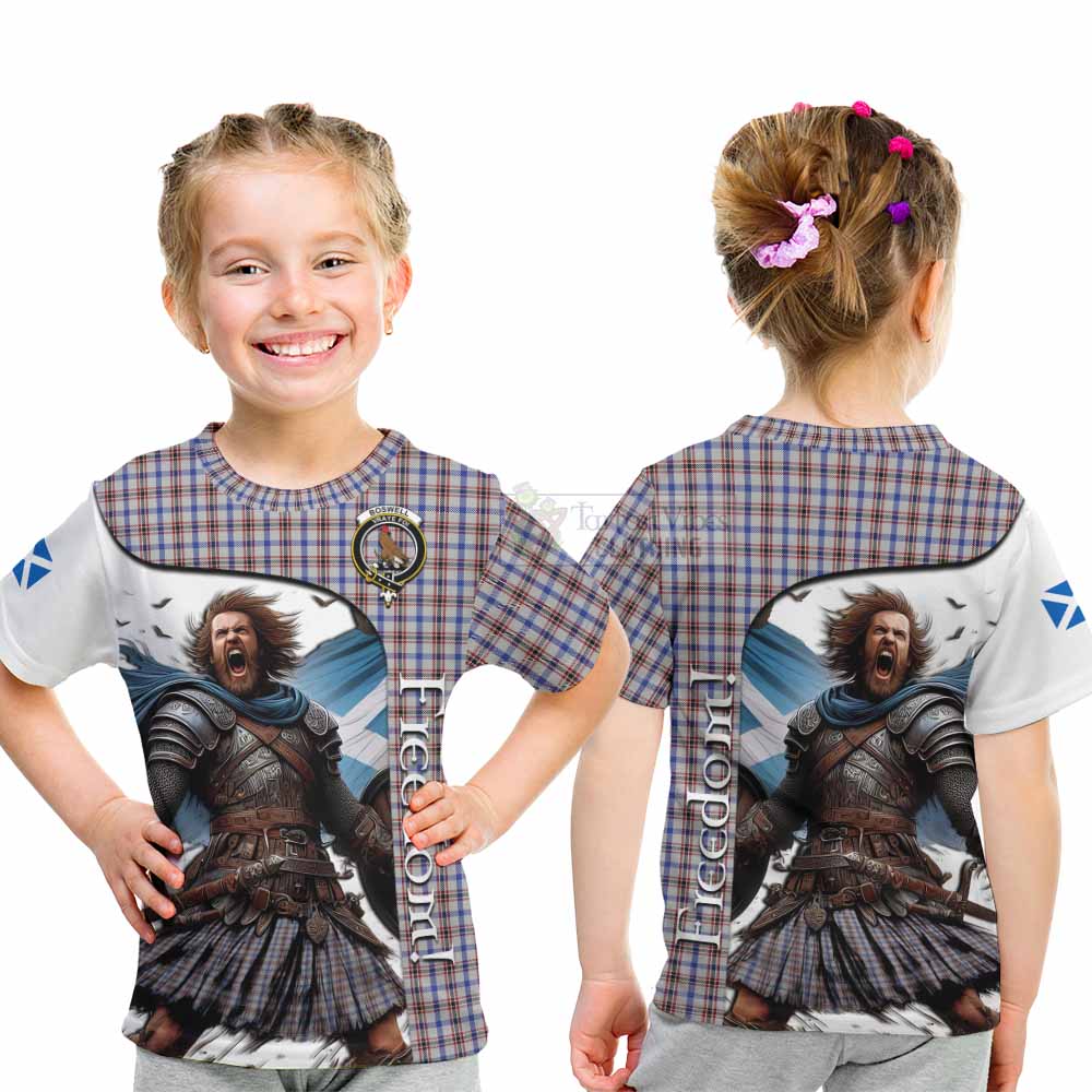 Tartan Vibes Clothing Boswell Crest Tartan Kid T-Shirt Inspired by the Freedom of Scottish Warrior