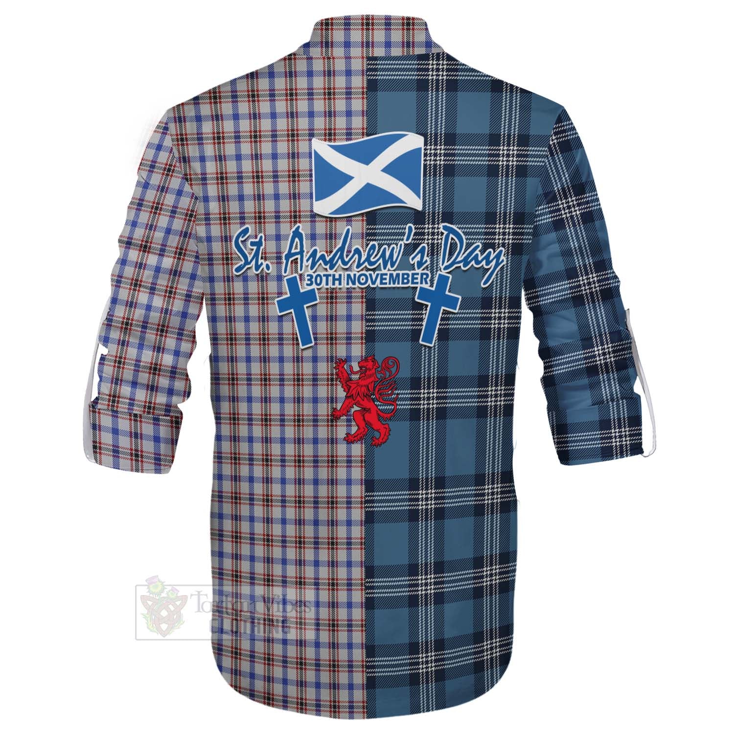 Tartan Vibes Clothing Boswell Tartan Ghillie Kilt Shirt Happy St. Andrew's Day Half Tartan Style