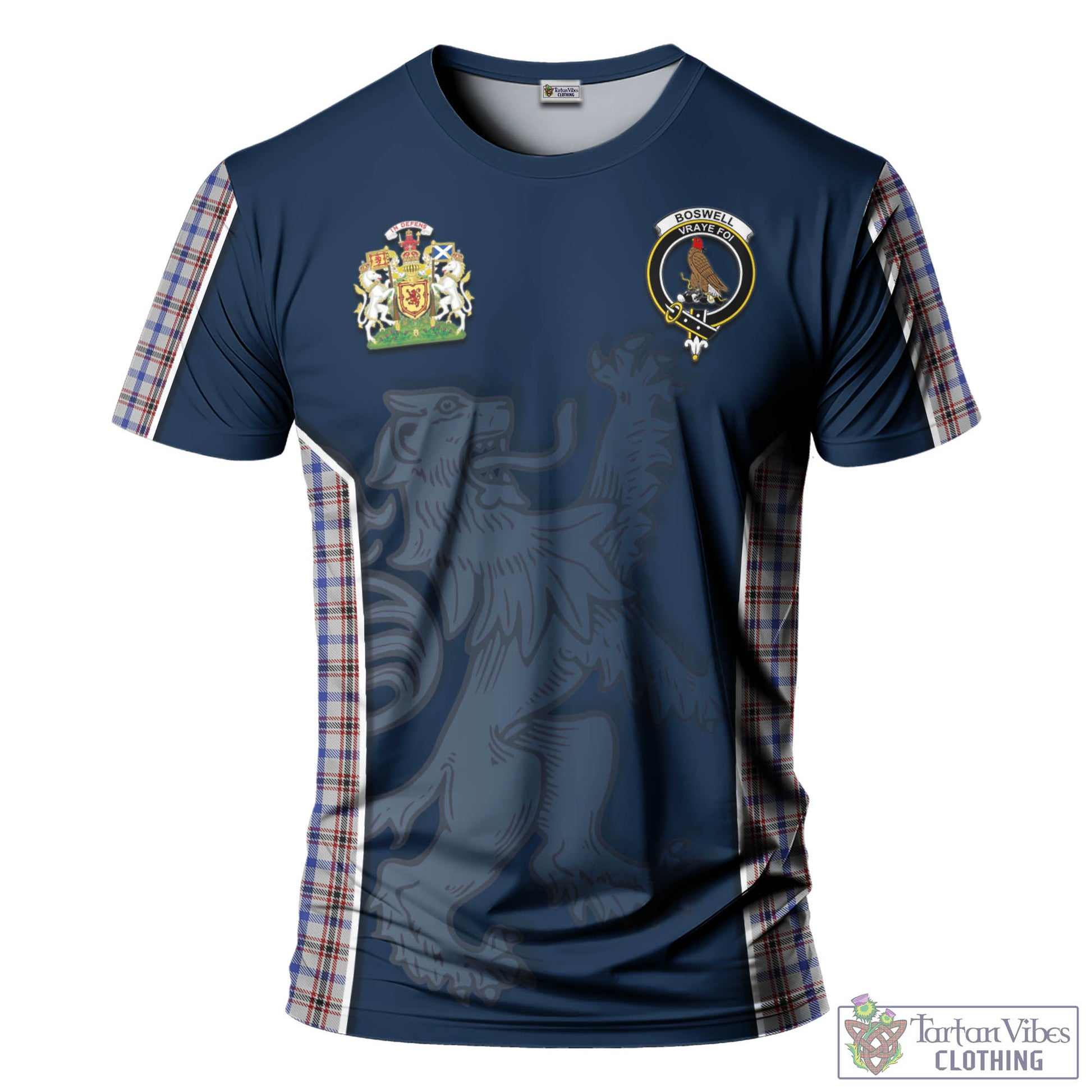 Tartan Vibes Clothing Boswell Tartan T-Shirt with Family Crest and Lion Rampant Vibes Sport Style