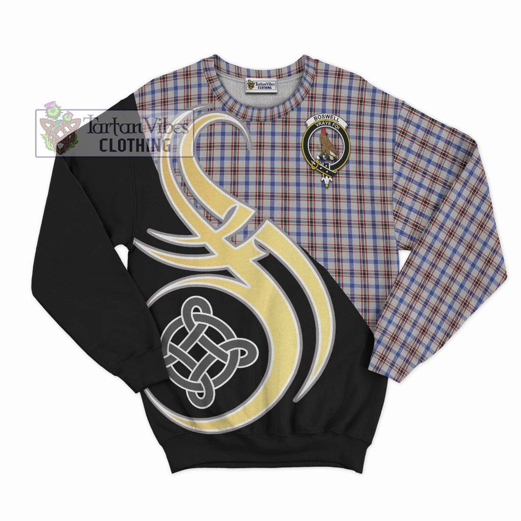 Boswell Tartan Sweatshirt with Family Crest and Celtic Symbol Style - Tartan Vibes Clothing