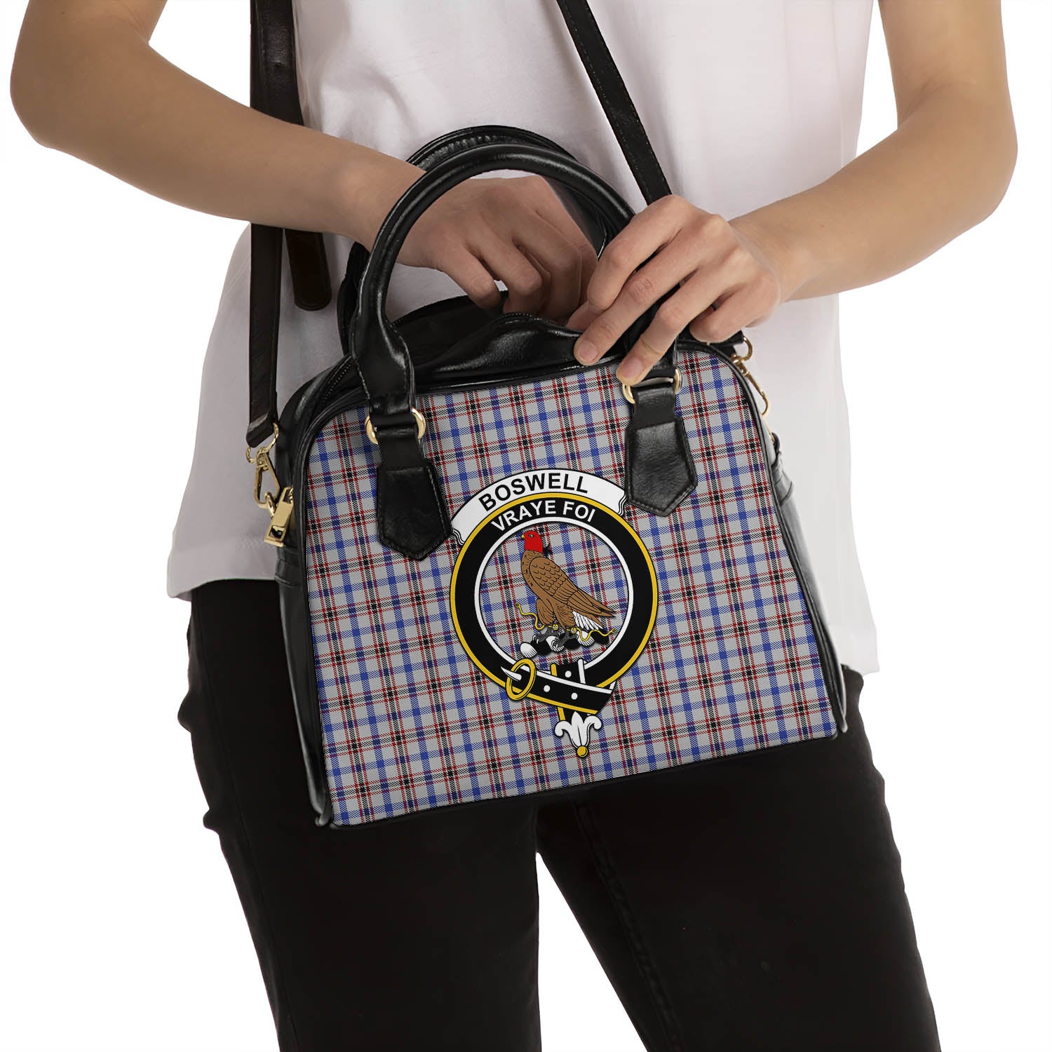 Boswell Tartan Shoulder Handbags with Family Crest - Tartanvibesclothing