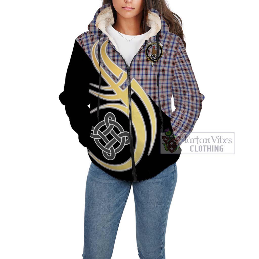 Boswell Tartan Sherpa Hoodie with Family Crest and Celtic Symbol Style Unisex - Tartan Vibes Clothing