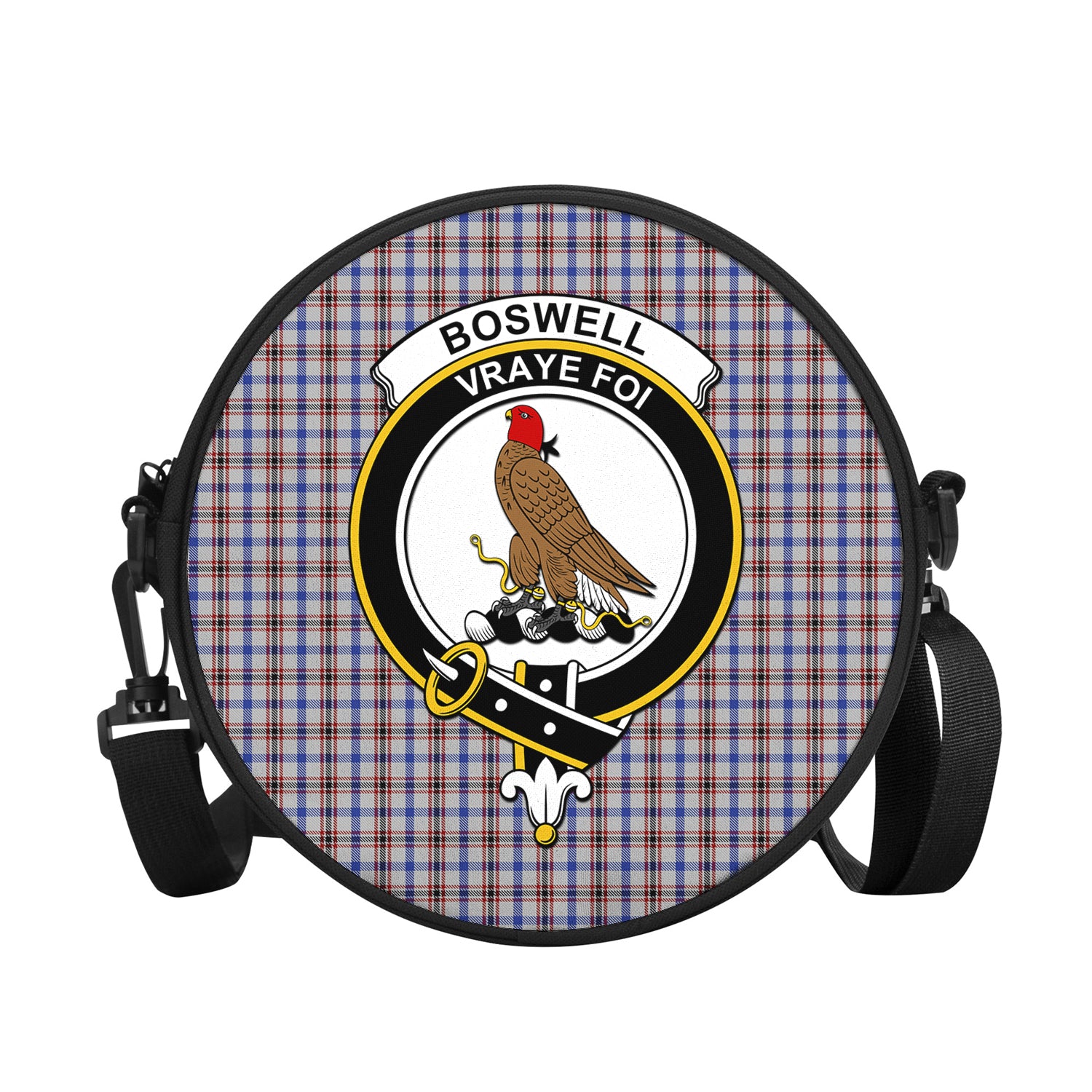 Boswell Tartan Round Satchel Bags with Family Crest - Tartanvibesclothing