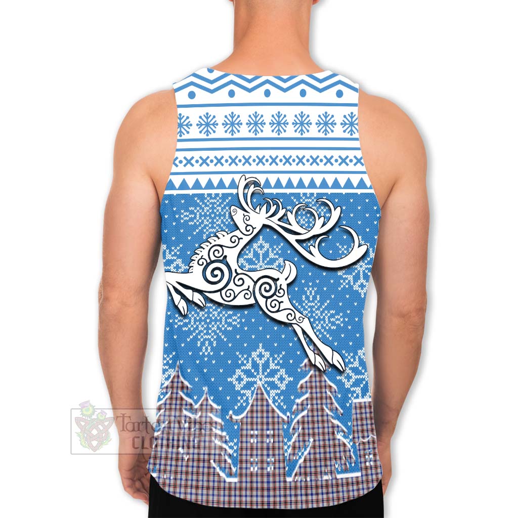 Tartan Vibes Clothing Boswell Clan Christmas Men's Tank Top Celtic Reindeer Style