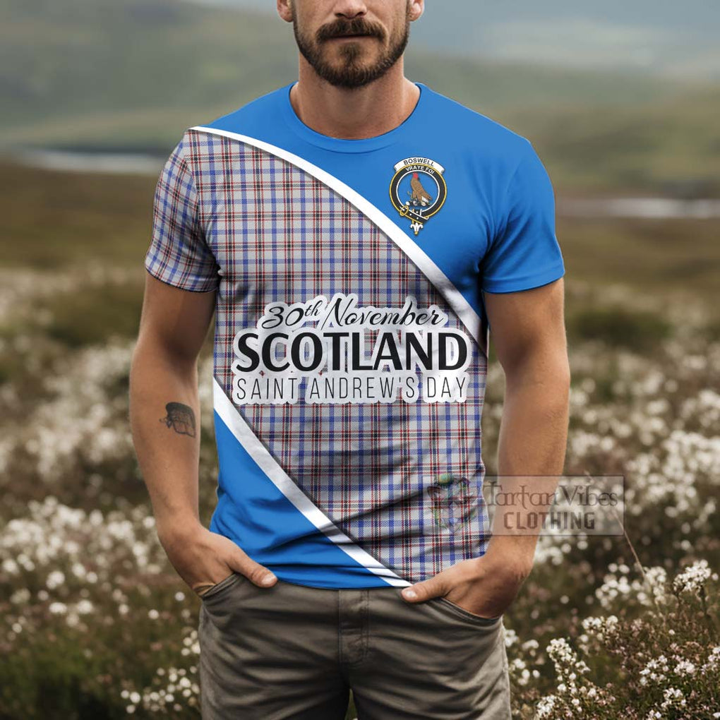 Tartan Vibes Clothing Boswell Family Crest Tartan T-Shirt Celebrate Saint Andrew's Day in Style