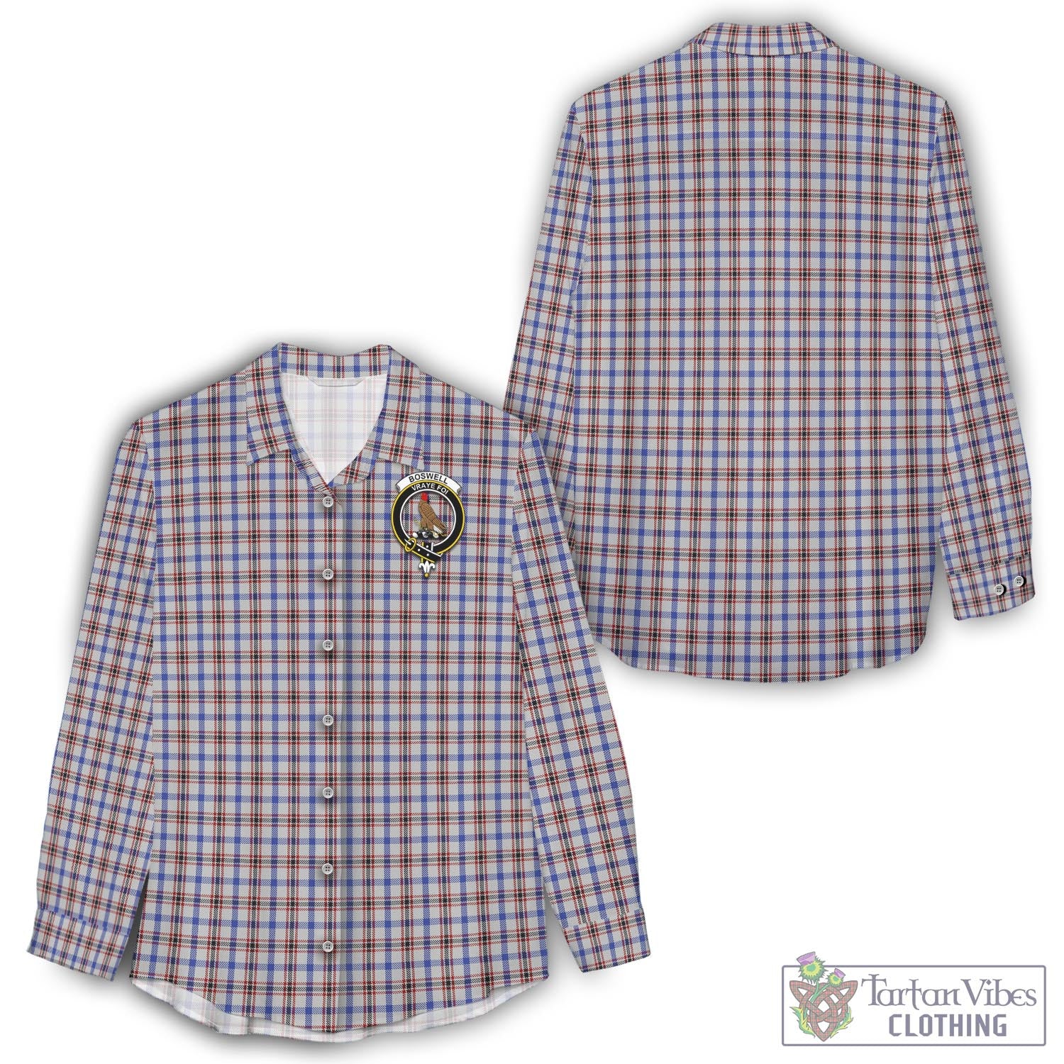 Tartan Vibes Clothing Boswell Tartan Womens Casual Shirt with Family Crest