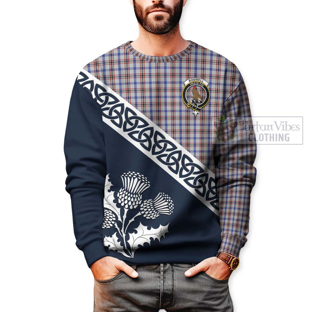 Tartan Vibes Clothing Boswell Tartan Sweatshirt Featuring Thistle and Scotland Map