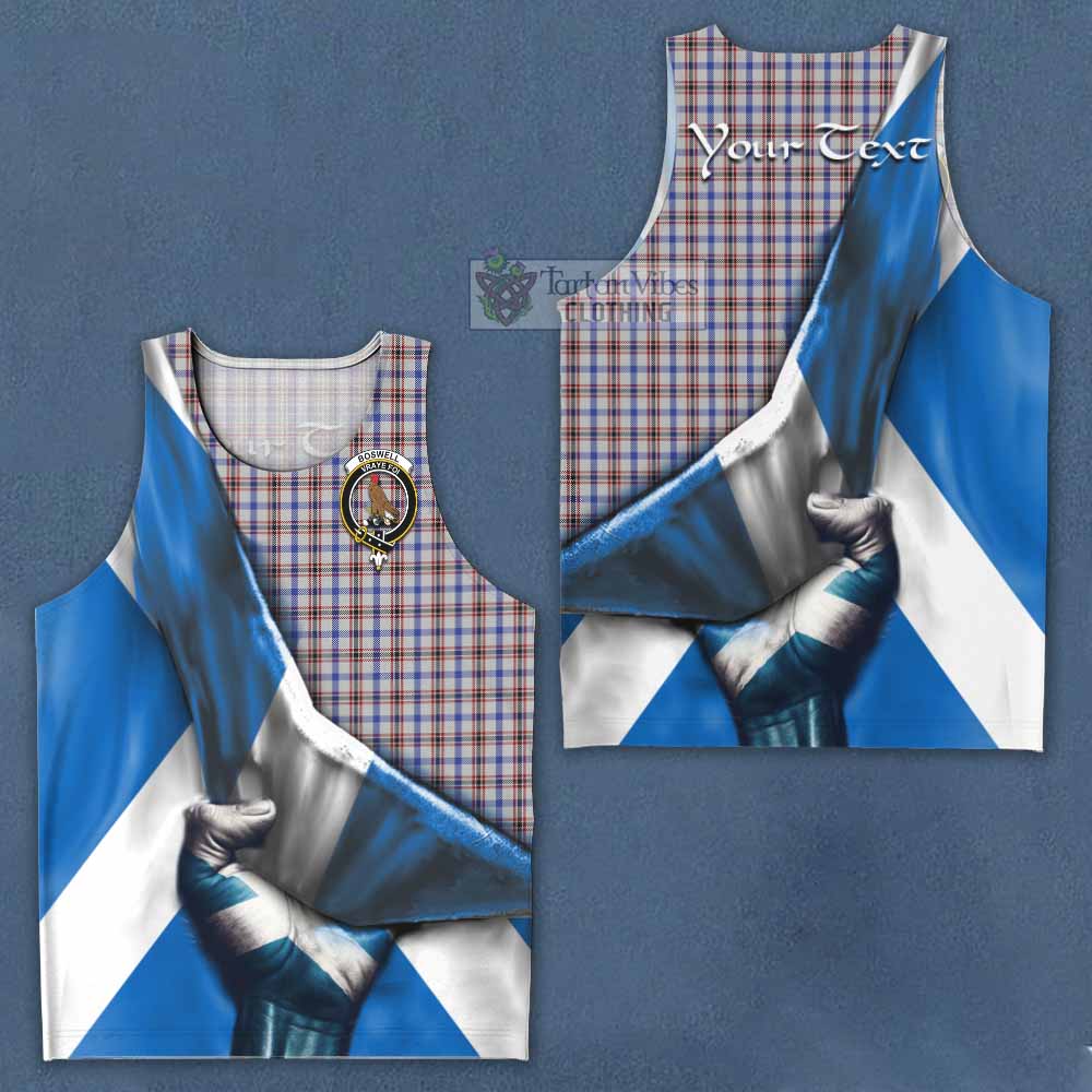 Tartan Vibes Clothing Boswell Tartan Men's Tank Top with Family Crest Scotland Patriotic Style