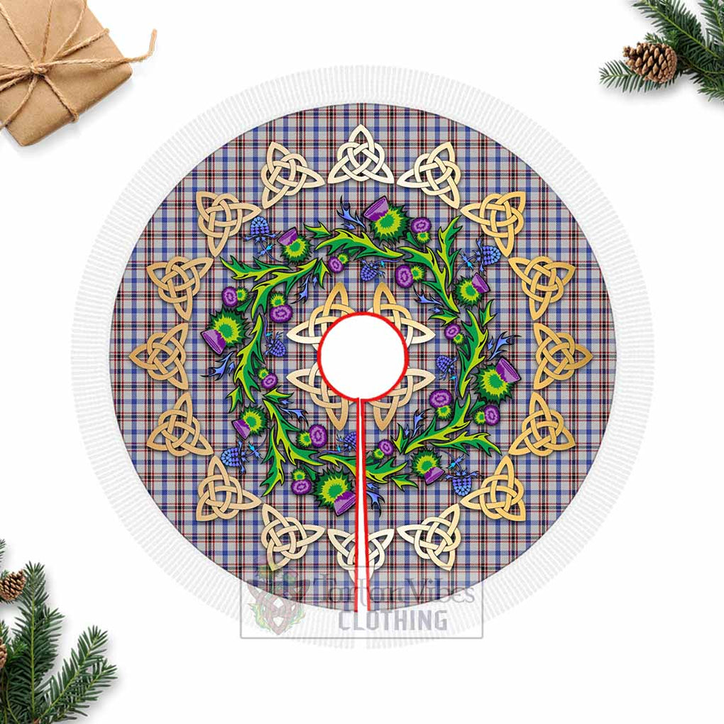 Tartan Vibes Clothing Boswell Tartan Christmas Tree Skirt with Thistle Celtic Knot Style