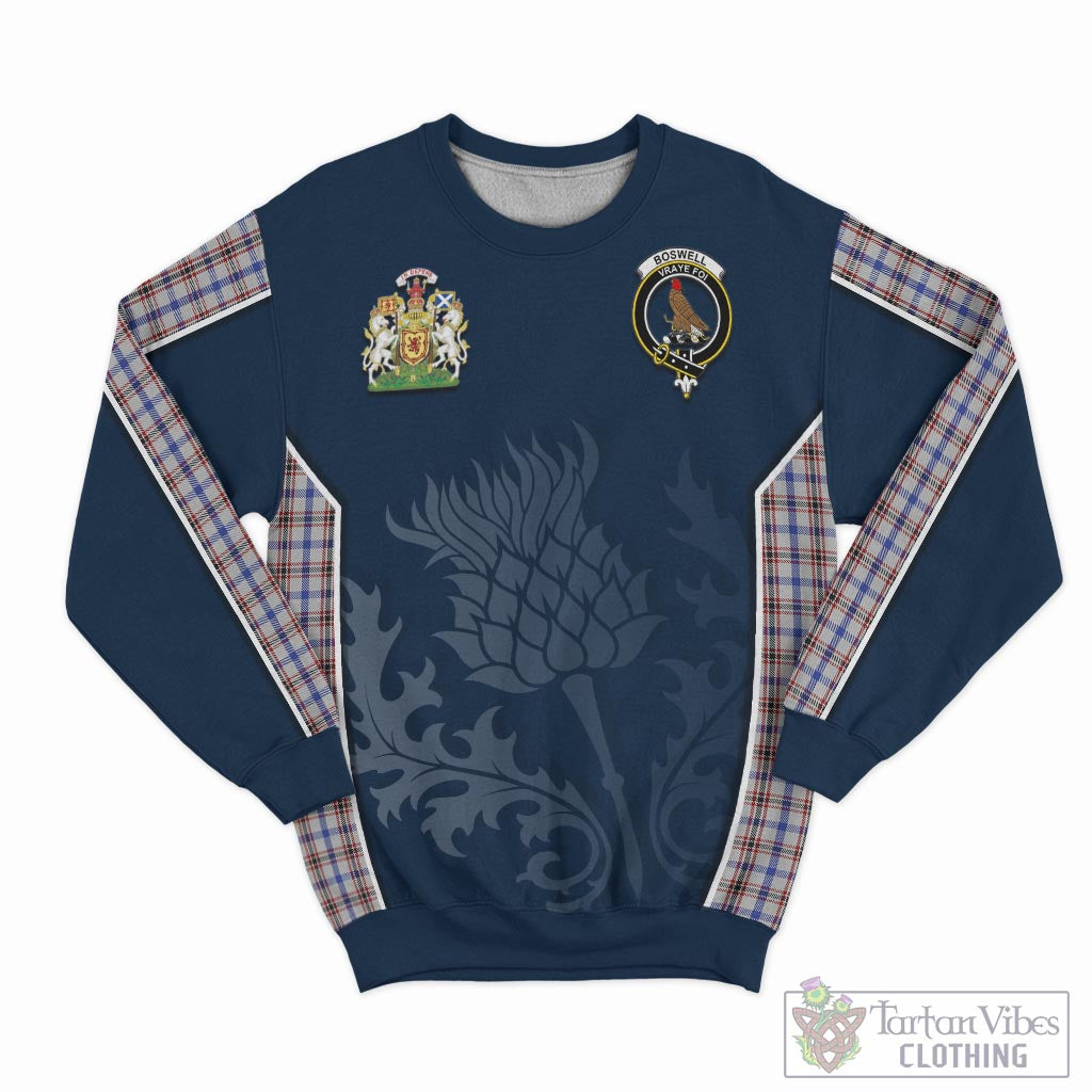 Tartan Vibes Clothing Boswell Tartan Sweatshirt with Family Crest and Scottish Thistle Vibes Sport Style