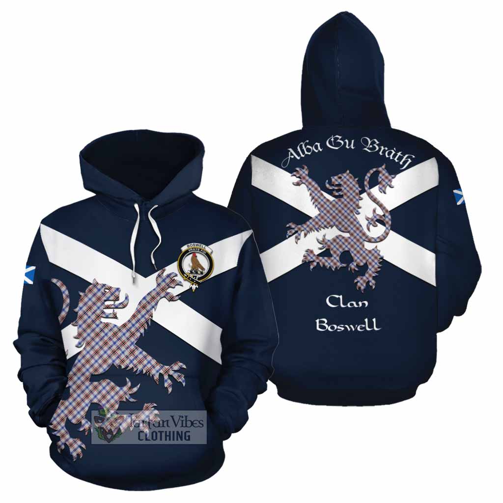 Tartan Vibes Clothing Boswell Tartan Lion Rampant Cotton Hoodie Proudly Display Your Heritage with Alba Gu Brath and Clan Name