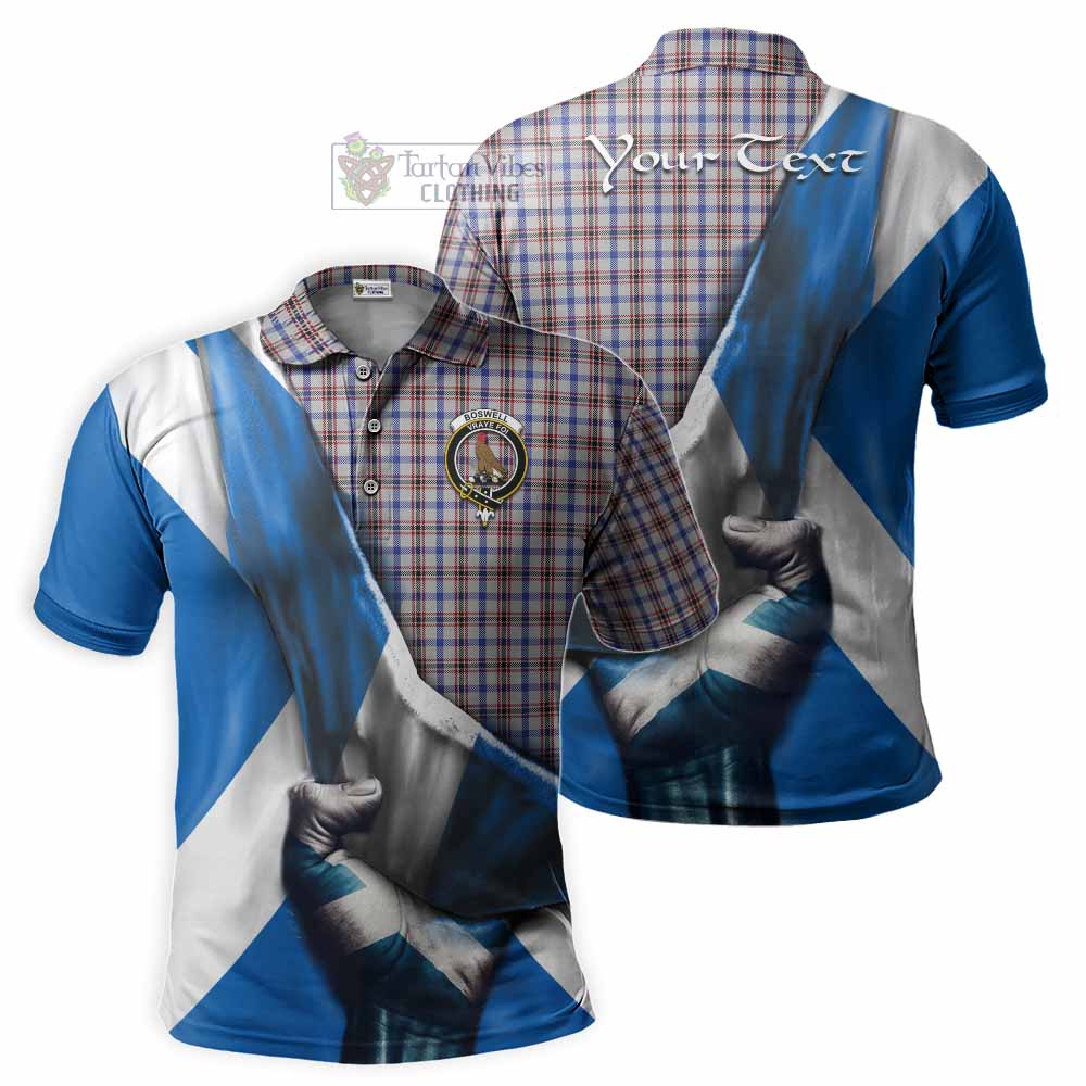 Tartan Vibes Clothing Boswell Tartan Polo Shirt with Family Crest Scotland Patriotic Style